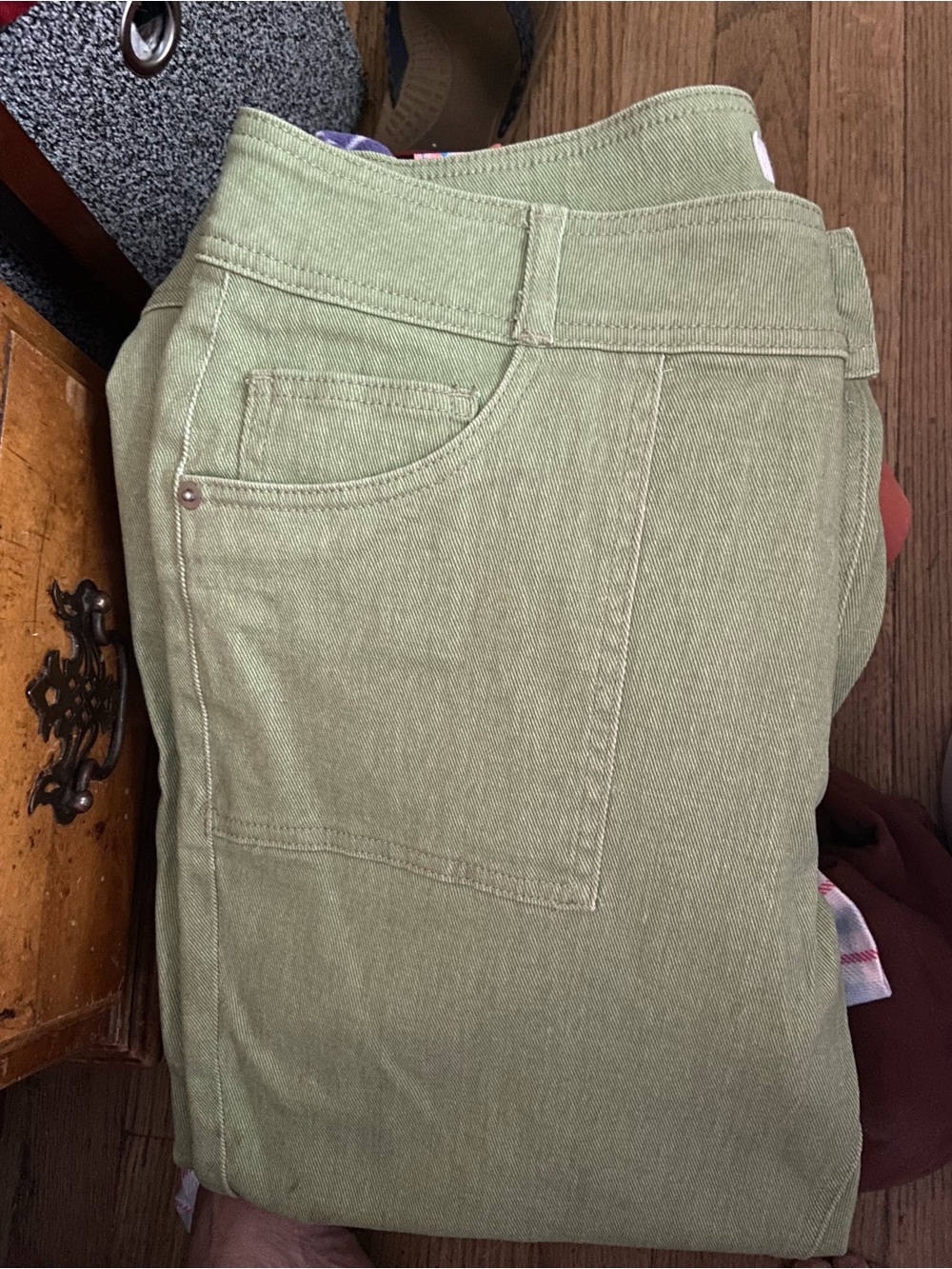 High-Rise Flare Wide-Leg Jeans in Olive Green
